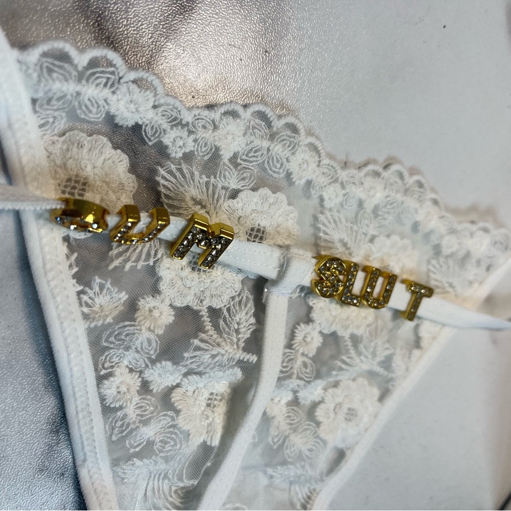 White Sultry Floral Lace Lingerie Set, Naughty Charms